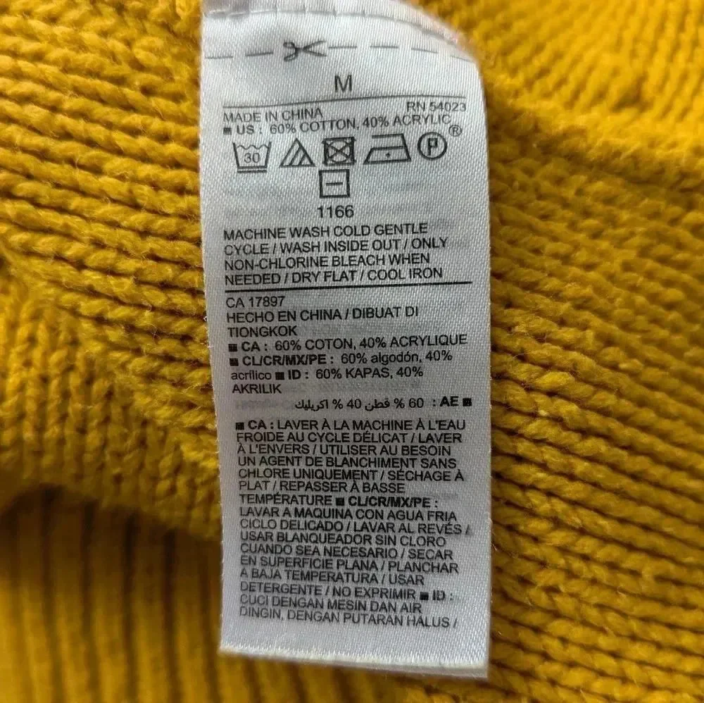 Mustard Yellow Knit Sweater Embroidered Detail Crew Neck Old Navy